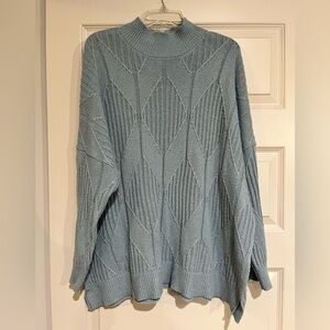 Mint Julep Boutique Blue Diamond Pattern Turtleneck Sweater Tunic